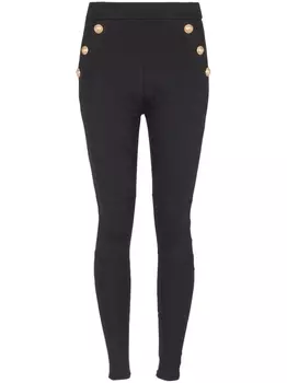 Balmain трикотажные легинсы 6-Button, черный