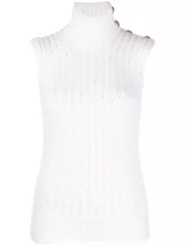 Balmain трикотажный топ с пайетками, белый