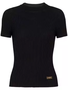 Balmain трикотажный топ в рубчик с логотипом, черный