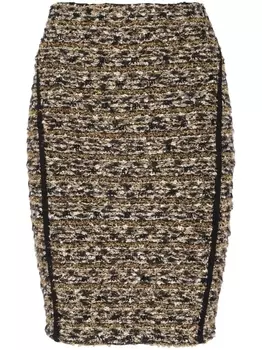 Balmain твидовая юбка по колено, золотой