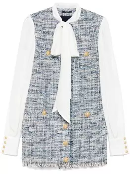 Balmain твидовое платье мини, синий