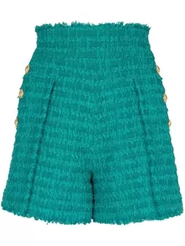 Balmain твидовые шорты, зеленый