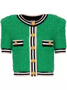 Balmain твидовый кардиган, зеленый