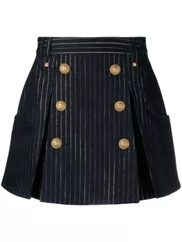 Balmain юбка мини с декоративными пуговицами, синий