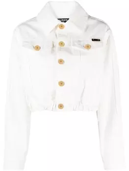 Balmain укороченная джинсовая куртка, белый