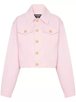 Balmain укороченная джинсовая куртка, розовый
