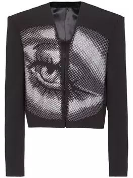 Balmain укороченная креповая куртка, черный
