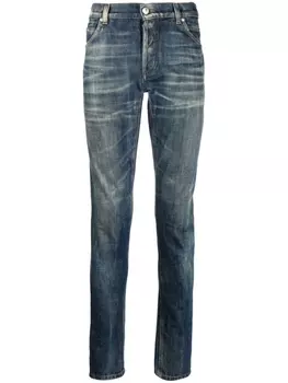 Balmain узкие джинсы с эффектом потертости, синий