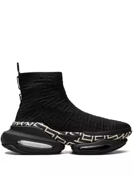 Balmain высокие кроссовки B-Bold Runner "Gold Monogram", черный