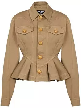 Balmain жакет с оборками, нейтральный цвет