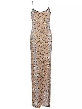 Balmain жаккардовое платье макси с блестками, коричневый