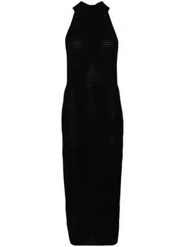 Balmain жаккардовое платье миди, черный