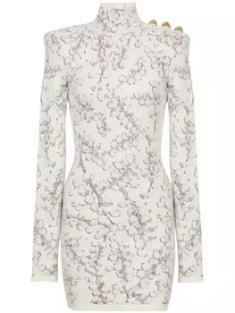 Balmain жаккардовое платье мини, белый