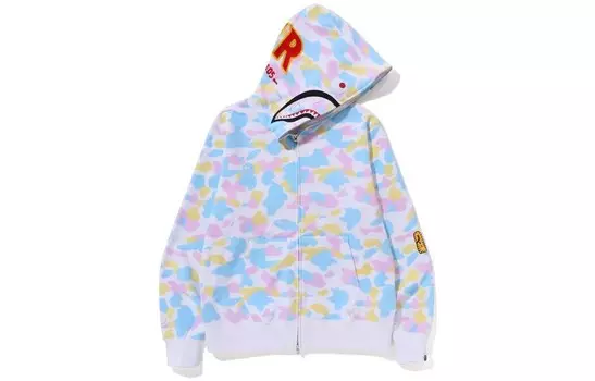 BAPE New Multi Camo 2nd Shark Толстовка с капюшоном на молнии A Bathing Ape, черный