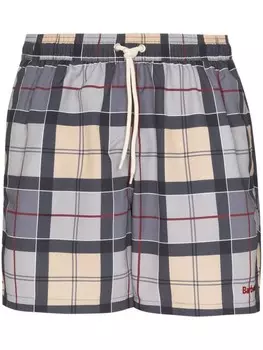 Barbour плавки-шорты в клетку тартан, серый