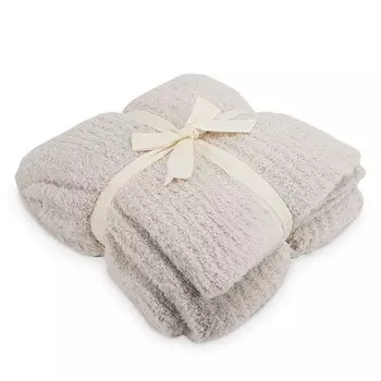 BAREFOOT DREAMS CozyChic плед в рубчик, коричневый/бежевый