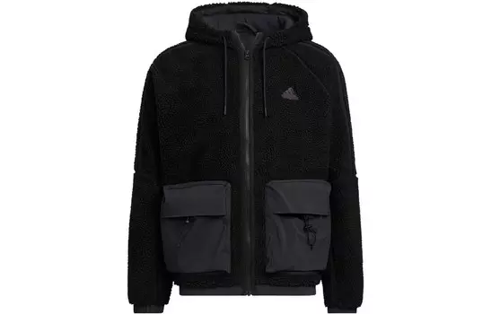 Бархатная куртка мужская черная Adidas, черный