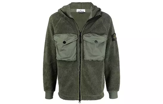 Бархатная куртка мужская зеленая Stone Island, зеленый