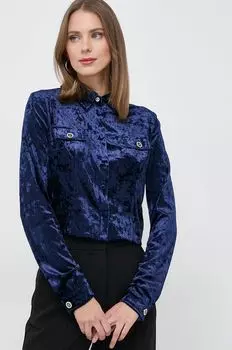 Бархатная рубашка Guess, темно-синий