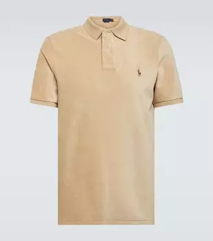 Бархатная рубашка-поло из смесового хлопка Polo Ralph Lauren, бежевый