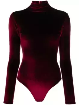 Бархатное боди с высоким воротником Atu Body Couture, красный
