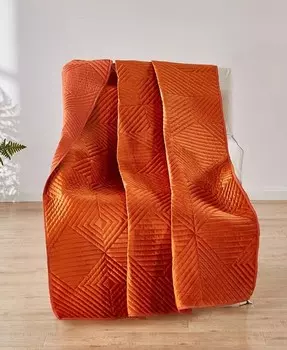 Бархатное стеганое покрывало Riviera с мелкой прострочкой, 50 x 60 дюймов Greenland Home Fashions, оранжевый