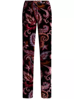 Бархатные брюки с узором пейсли ETRO, черный
