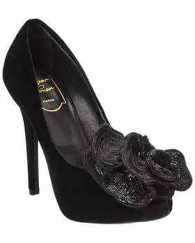Бархатные туфли Roger Vivier, черный