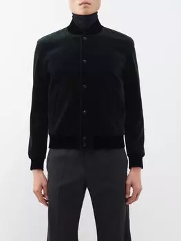 Бархатный бомбер teddy Saint Laurent, зеленый