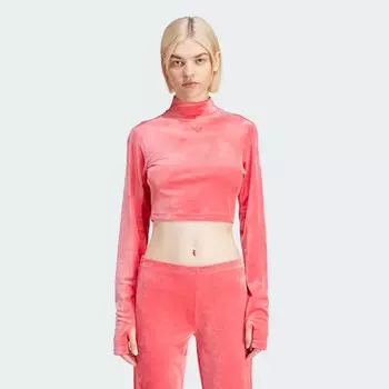 Бархатный укороченный топ Adidas, цвет Active Pink