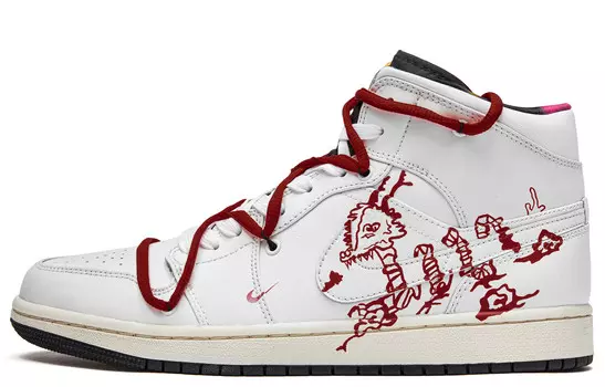 Баскетбольные кроссовки Air 1 Vintage Men Mid-Top White/red Jordan