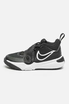 Баскетбольные кроссовки Team Hustle из кожи и логотипов Nike, черный