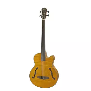 Басс гитара Aria FEBF2M-FL-STBR Flame Nato Top Nato Neck 4-String Medium Scale Fretless Acoustic Bass Guitar w/Gig Bag
