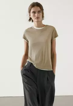 Базовая футболка DOUBLE Massimo Dutti, светло-коричневый