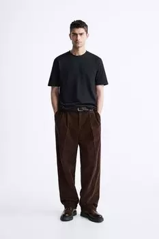 Базовая футболка среднего веса ZARA, черный