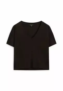 Базовая футболка V-NECK Massimo Dutti, темно-коричневый