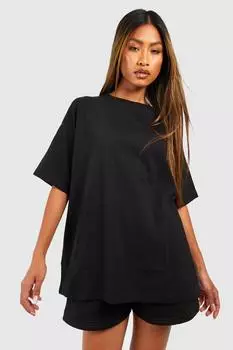 Базовая хлопковая футболка оверсайз boohoo, черный