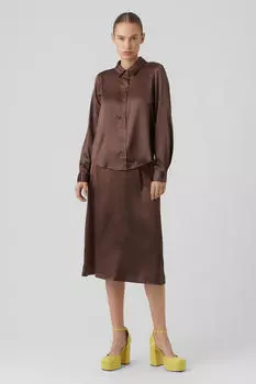 Базовая женская рубашка с длинным рукавом Vero Moda, коричневый