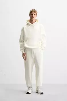 Базовые брюки-джоггеры ZARA, устрично-белый