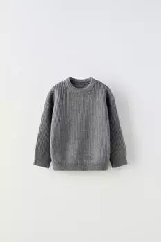 Базовый трикотажный свитер ZARA, серый мергель