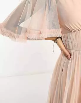 Beauut Petite Bridesmaid румяное платье миди из тюля с развевающимися рукавами