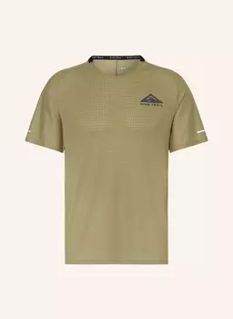 Беговая рубашка trail solar chase Nike, оливковый