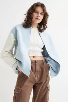 Бейсбольная толстовка с цветными блоками H&amp;M, голубой/белый
