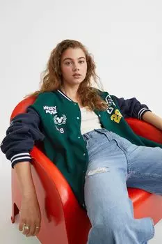 Бейсбольная толстовка с принтом H&amp;M, темно-зеленый/микки маус