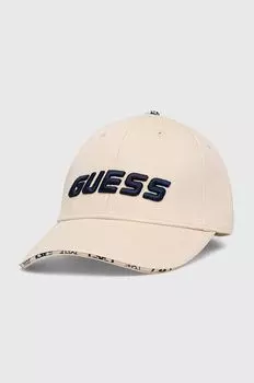 Бейсболка из хлопка Guess, бежевый