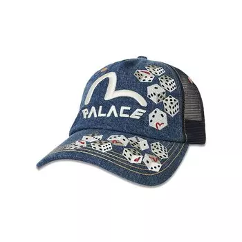 Бейсболка Palace x Evisu Dice Mesh Trucker, цвет Light Wash