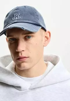 Бейсболка RIPPED WITH EMBROIDERY Bershka, синий