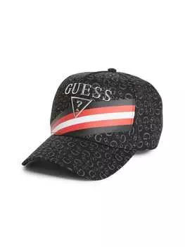 Бейсболка с логотипом в полоску Guess Factory, цвет coal