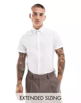 Белая эластичная рабочая рубашка узкого кроя ASOS DESIGN
