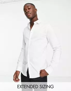 Белая эластичная рабочая рубашка узкого кроя ASOS DESIGN